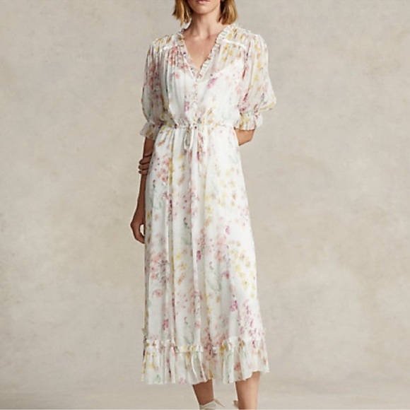 Polo Ralph Lauren floral crinkled georgette dress